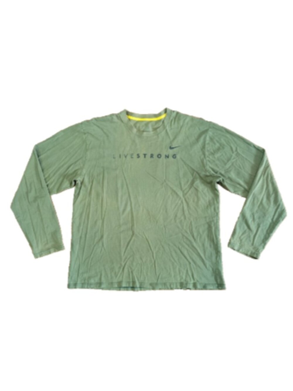 Vintage Nike Team Lance Armstrong Live Strong Long Sleeve Green T Shirt Size XL
